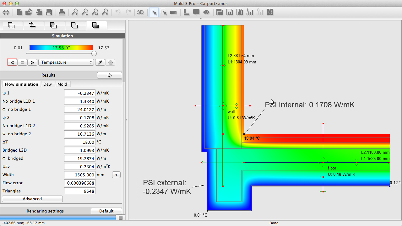 Mold Simulator computes both internal and external PSI thermal bridge values simultaneously internal_external_psi1